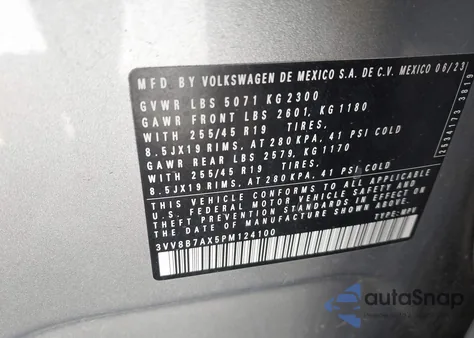 2023 Volkswagen Tiguan 2.0T Se R-Line Black из США, поврежденный, VIN 3VV8B7AX5PM124100